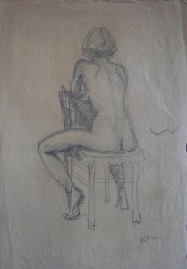 titolo: nudo di spalletecnica: grafite su cartaanno :1996cm 70 x 50